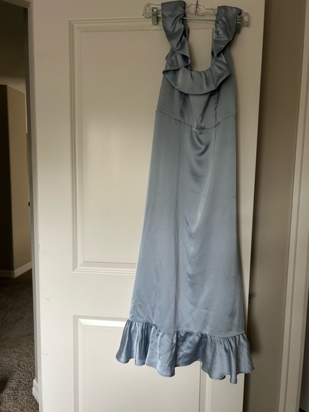 Show Me Your MuMu Pale Blue Ruffle Halter Maxi Dress